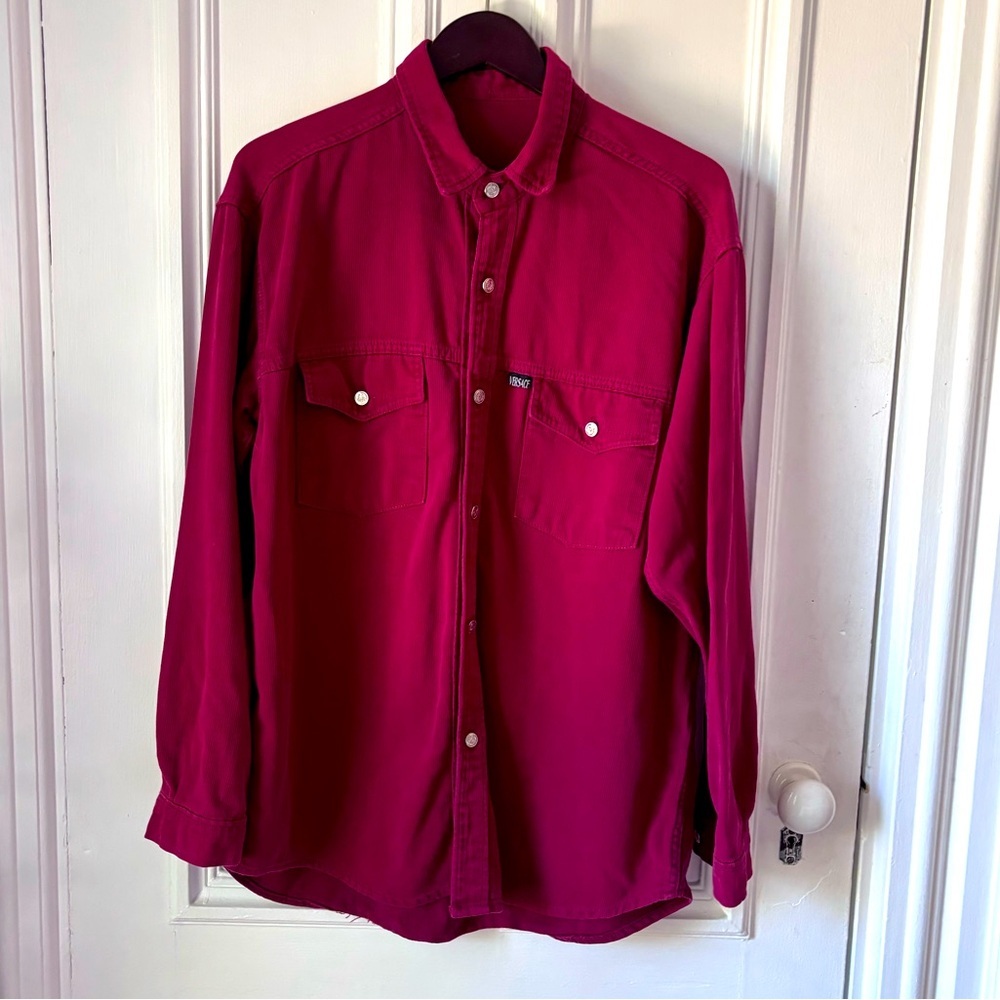 Versace Jeans Couture Vintage Men’s Long Sleeve Button Down Corduroy Shirt Large